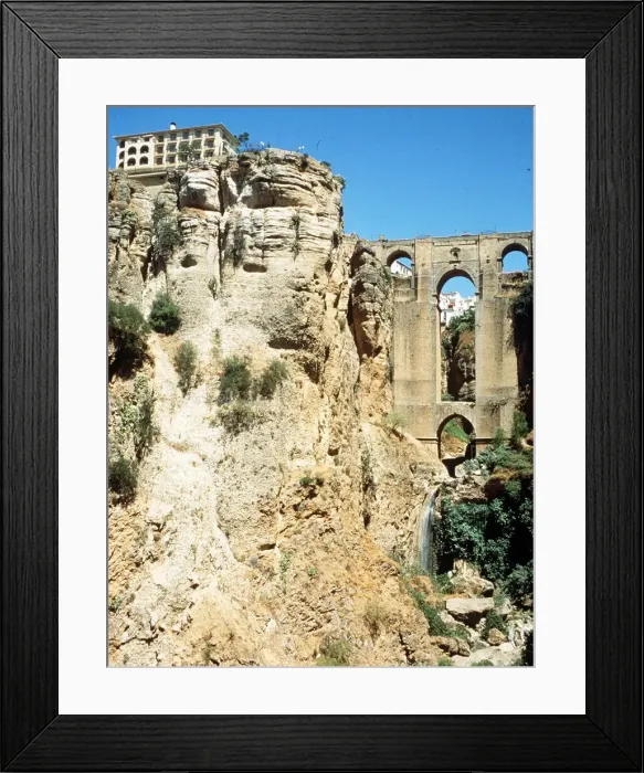 Framed Print : Ronda Bridge on cliff face Spain 1999 Framed Print : Ronda Bridge on cliff face Spain 1999