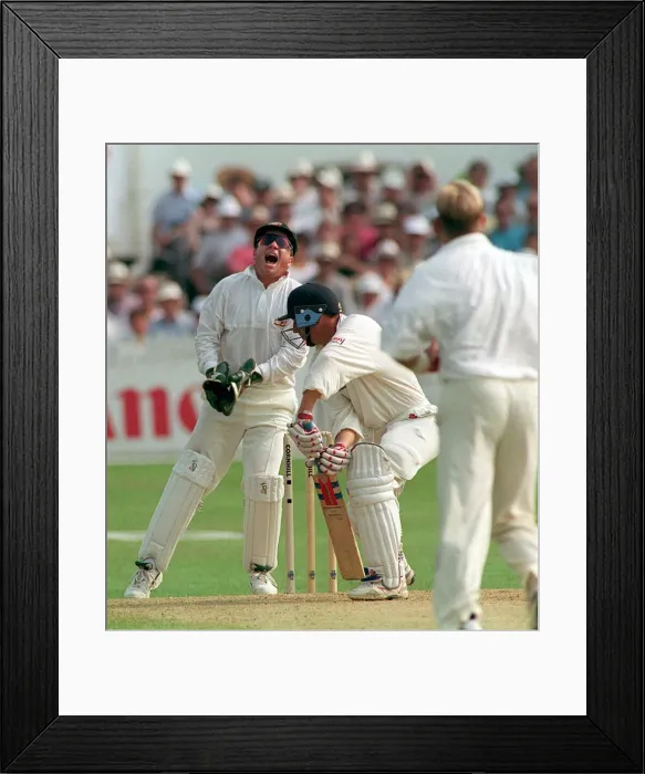Framed Print : England batsman Mike Atherton is caught out by Australia Framed Print : England batsman Mike Atherton is caught out by Australia