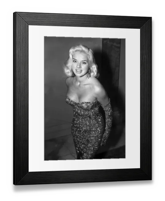 Framed Print : Diana Dors in the dress she wore to the premiere of the film An Alligator Named Daisy Framed Print : Diana Dors in the dress she wore to the premiere of the film An Alligator Named Daisy