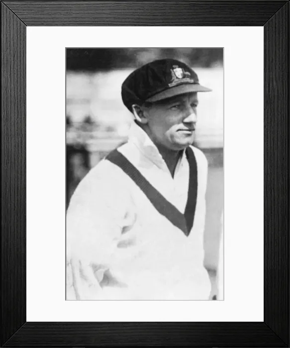 Framed Print : Don Bradman, Cricketer Wearing cricket whites and cap Circa 1930 Framed Print : Don Bradman, Cricketer Wearing cricket whites and cap Circa 1930