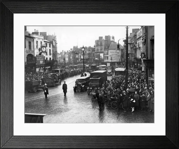 Framed Print : Armistice Day. Inspector Langford and PC 150 Smith are standing in the road to halt Framed Print : Armistice Day. Inspector Langford and PC 150 Smith are standing in the road to halt