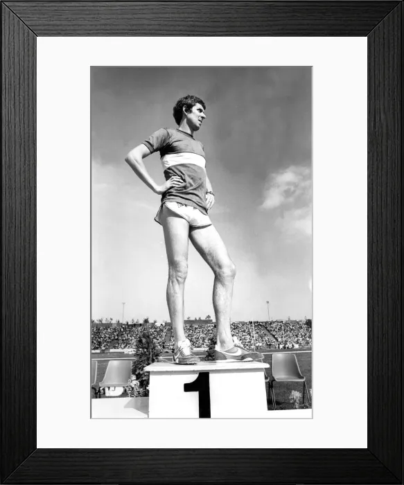Framed Print : Brendan Foster takes the applause of the crowd after his final race at Gateshead Stadium Framed Print : Brendan Foster takes the applause of the crowd after his final race at Gateshead Stadium