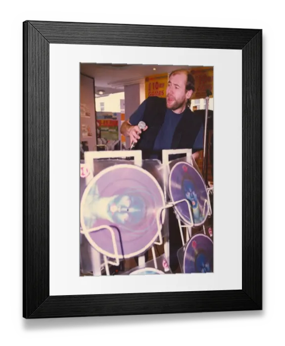Framed Print : Ex Marillion lead singer Fish performing at the HMV Shop on Northumberland Street