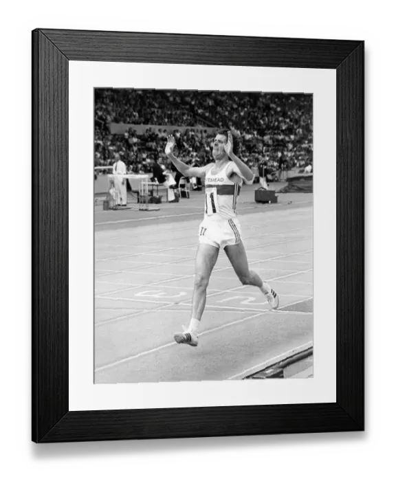 Framed Print : Brendan Foster breasts the tape to win the 5000 metres race at the aA Championships Framed Print : Brendan Foster breasts the tape to win the 5000 metres race at the aA Championships