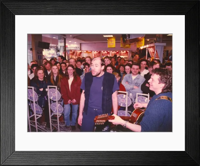 Framed Print : Ex Marillion lead singer Fish performing at the HMV Shop on Northumberland Street Framed Print : Ex Marillion lead singer Fish performing at the HMV Shop on Northumberland Street