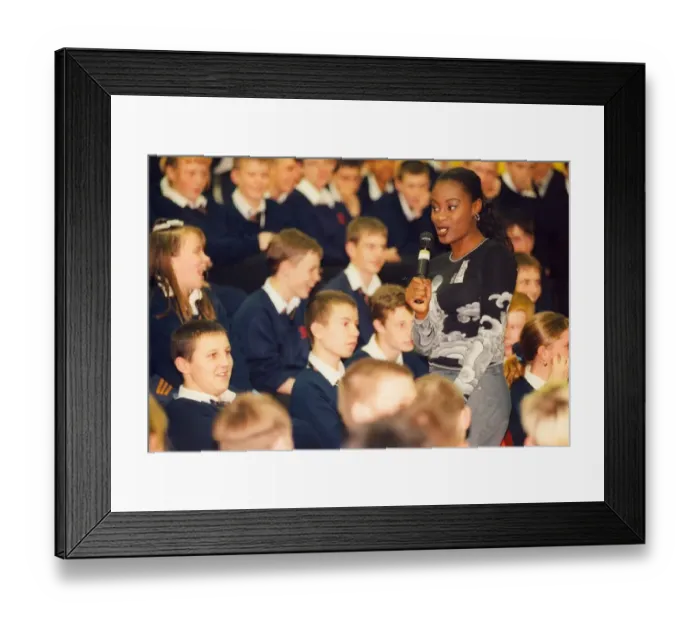 Framed Print : Girl band Fierce perform live at Benfield School in Newcastle as part of a nationwide Framed Print : Girl band Fierce perform live at Benfield School in Newcastle as part of a nationwide
