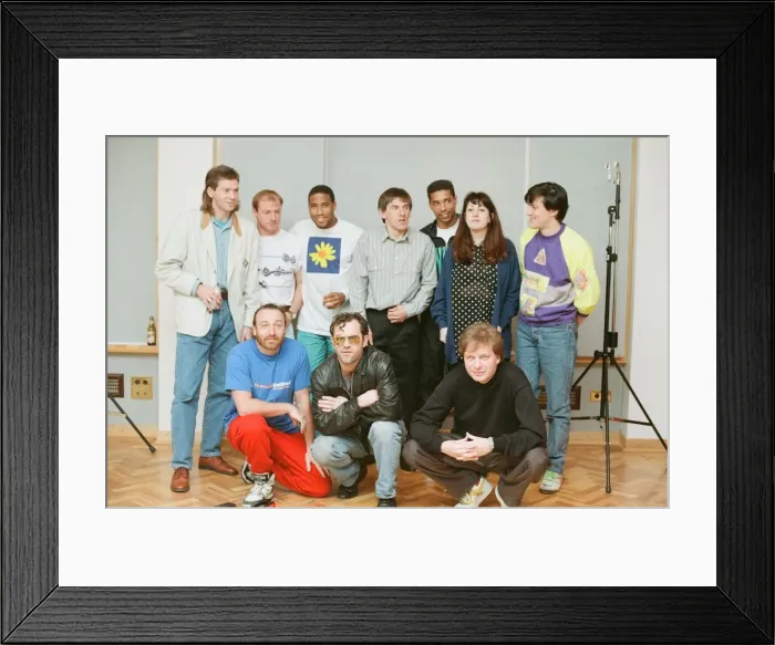 Framed Print : England World Cup Squad in the recording studio after joining music group New Order to Framed Print : England World Cup Squad in the recording studio after joining music group New Order to