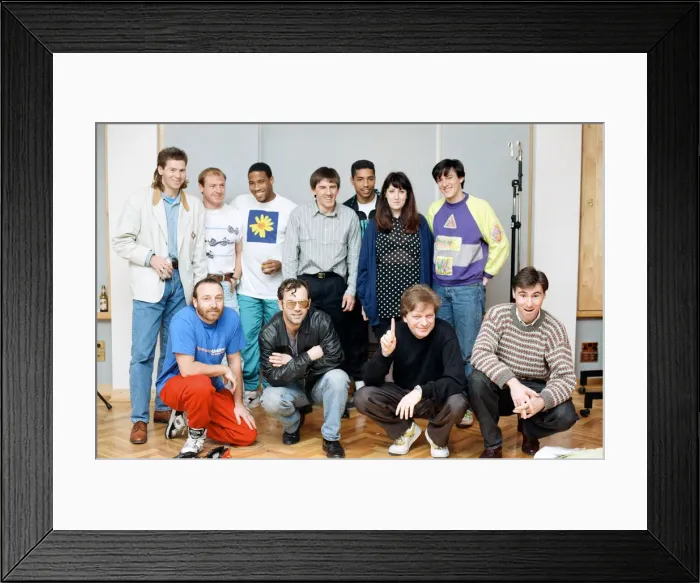 Framed Print : England World Cup Squad in the recording studio after joining music group New Order to Framed Print : England World Cup Squad in the recording studio after joining music group New Order to