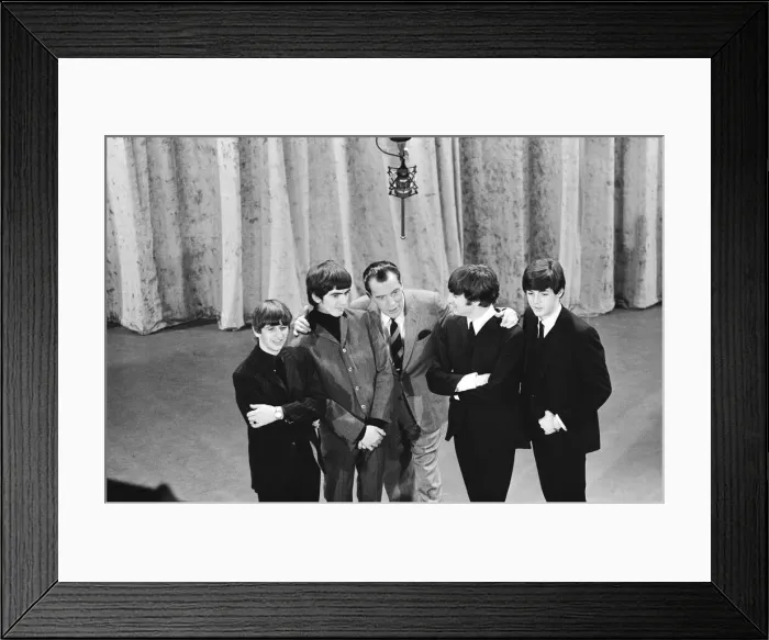 Framed Print : British pop group The Beatles with American talk show host Ed Sullivan on the set of his Framed Print : British pop group The Beatles with American talk show host Ed Sullivan on the set of his