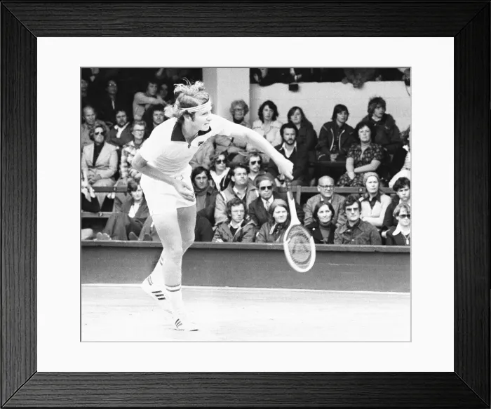 Framed Print : 18 year old American John McEnroe seen here in action on Court One at Wimbledon against