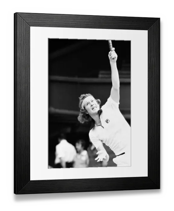 Framed Print : 18 year old American John McEnroe seen here in action on Court One at Wimbledon against