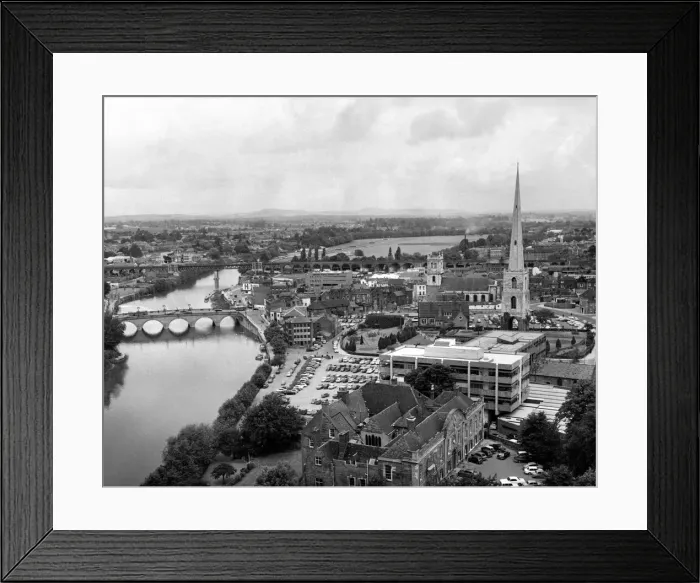 Framed Print : Worcester and the river crossings from the cathedral tower Framed Print : Worcester and the river crossings from the cathedral tower