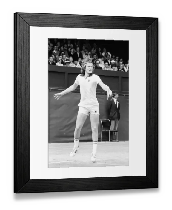 Framed Print : 18 year old American John McEnroe seen here in action on Court One at Wimbledon against