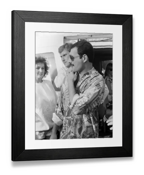 Framed Print : Rock group Queen in concert at Knebworth pop festival. Lead singer Freddie Mercury