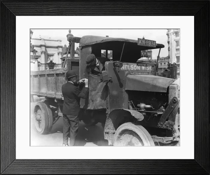 Framed Print : Food transport driver seen here getting his instructions at the Hyde Park transport depot Framed Print : Food transport driver seen here getting his instructions at the Hyde Park transport depot