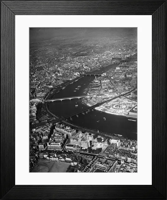 Framed Print : Aerial view of the 1951 Festival of Britain site. May 1951 Framed Print : Aerial view of the 1951 Festival of Britain site. May 1951