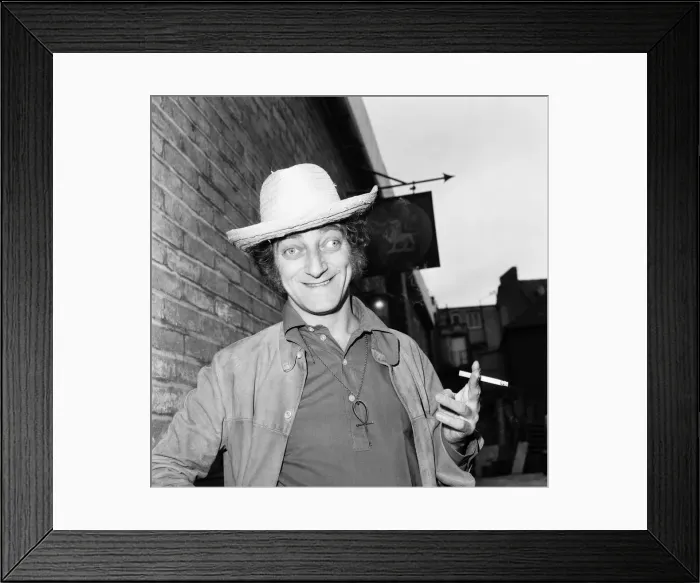 Framed Print : Zany comedian Marty Feldman seen here posing for the Daily Mirror at the Lime Grove