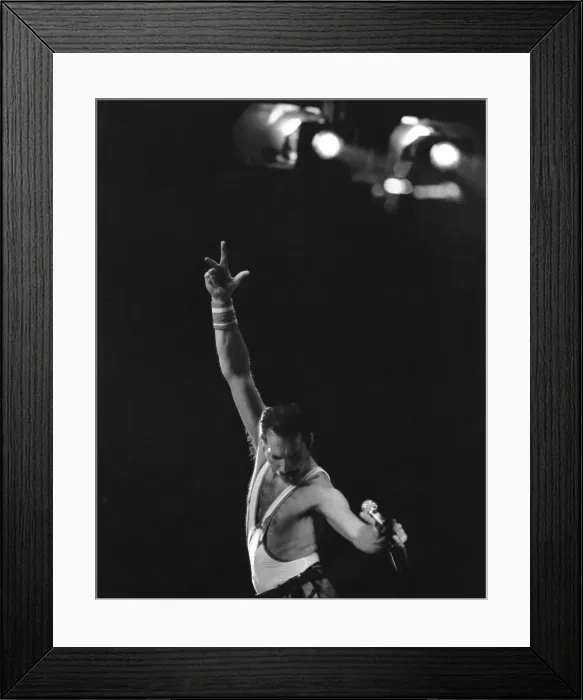 Framed Print : Freddie Mercury, lead singer of rock group Queen, delighted a packed audience Framed Print : Freddie Mercury, lead singer of rock group Queen, delighted a packed audience