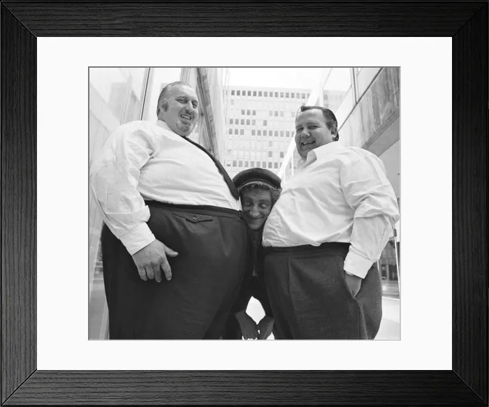 Framed Print : Marty meets the heavy mob. Fifteen of Britains fattest men came to the rescue of a new Framed Print : Marty meets the heavy mob. Fifteen of Britains fattest men came to the rescue of a new
