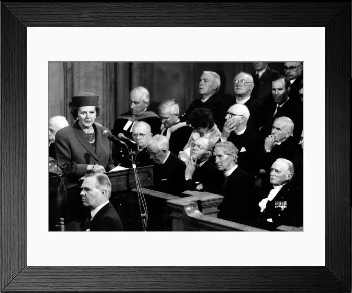 Framed Print : Prime Minister Margaret Thatcher addresses the General Assembley of the Church of