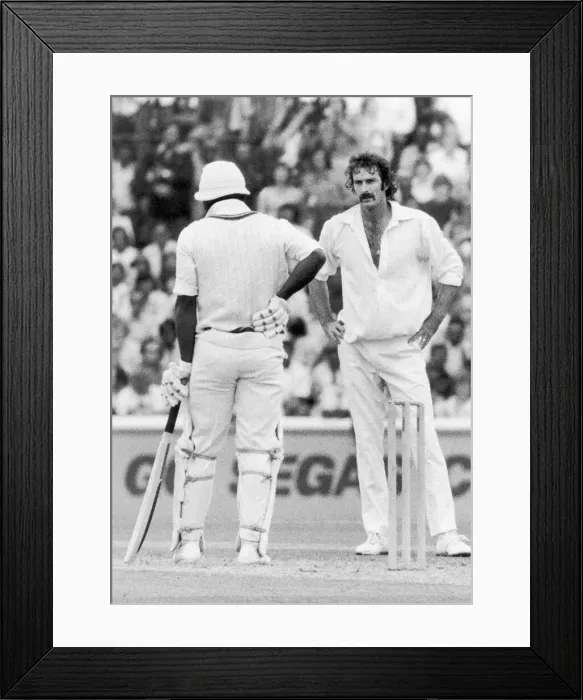 Framed Print : Cricket World Cup 1975. Australias Dennis Lilley stares at West Indies opener