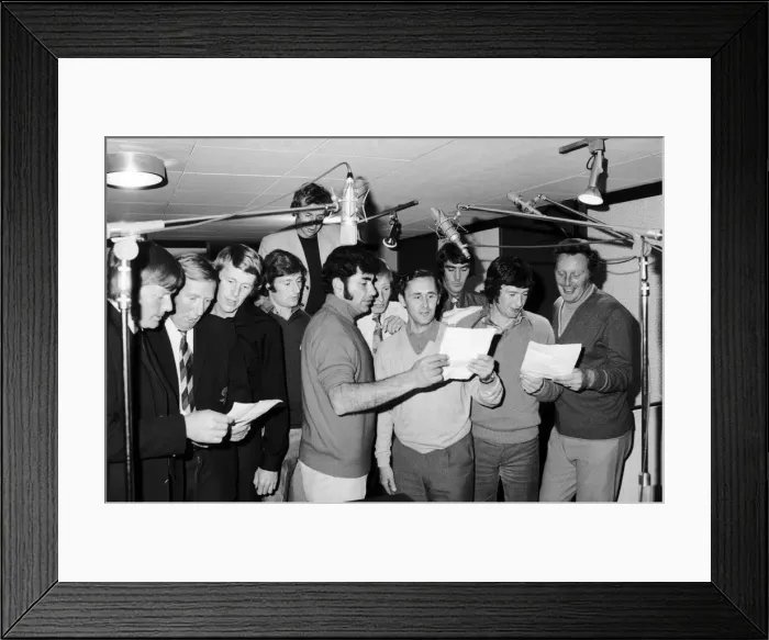 Framed Print : Members of Lancashire C. C. C making a pop record. c. 1975 Framed Print : Members of Lancashire C. C. C making a pop record. c. 1975