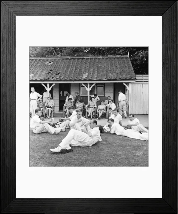 Framed Print : The local cricket team at Meopham one of the oldest teams in Kent seen here relaxing
