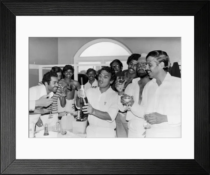 Framed Print : England v. India 4th Test at The Oval. Indian players celebrate after the match which was Framed Print : England v. India 4th Test at The Oval. Indian players celebrate after the match which was