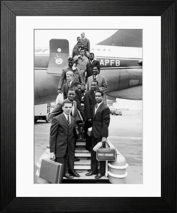Framed Print : The West Indian Cricket Team arrive at London Airport. 17th April 1966 Framed Print : The West Indian Cricket Team arrive at London Airport. 17th April 1966