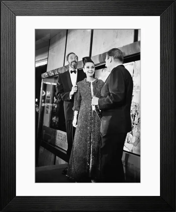 Framed Print : Actress Audrey Hepburn arrives for the premiere of My Fair Lady in New York Framed Print : Actress Audrey Hepburn arrives for the premiere of My Fair Lady in New York