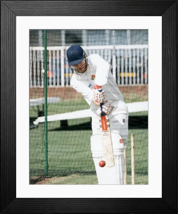 Framed Print : Andrew Flintoff in the nets at Lancashire CCC. 16th April 1996 Framed Print : Andrew Flintoff in the nets at Lancashire CCC. 16th April 1996