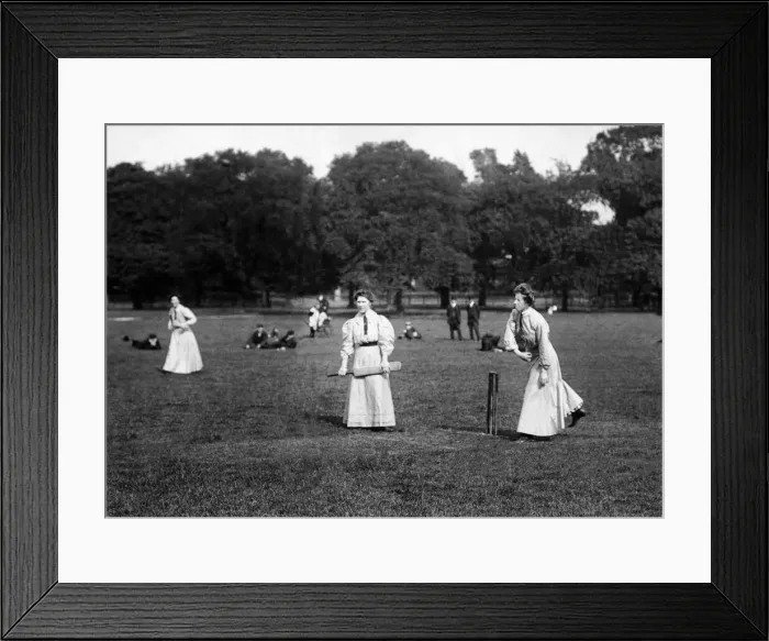 Framed Print : Female cricketers of The Regents Ladies Games Club in action at Regents Park