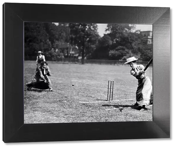 Female cricketer of The Regents Ladies Games Club in action. 4th July 1908