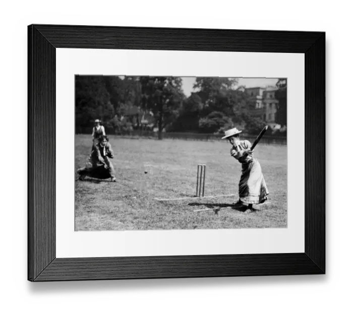 Framed Print : Female cricketer of The Regents Ladies Games Club in action. 4th July 1908 Framed Print : Female cricketer of The Regents Ladies Games Club in action. 4th July 1908