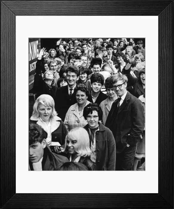 Framed Print : Beatles fans wait patiently to buy tickets from the box-office of the Odeon cinema