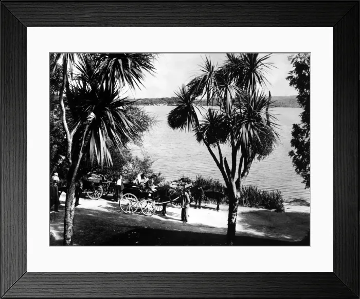 Framed Print : Irish jaunting cars on an outing by the shores of Middle Lake Killarney, County Kerry Framed Print : Irish jaunting cars on an outing by the shores of Middle Lake Killarney, County Kerry