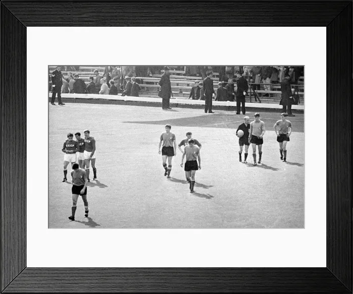 Framed Print : World Cup Russia versus Italy 18th July 1966 End of the match