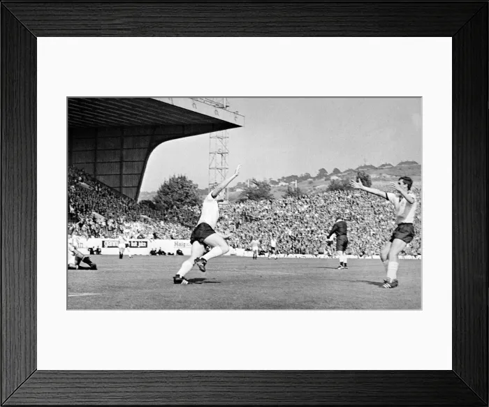 Framed Print : World Cup Quarter Final West Germany versus Uruguay 24th July 1966 Haller of Framed Print : World Cup Quarter Final West Germany versus Uruguay 24th July 1966 Haller of