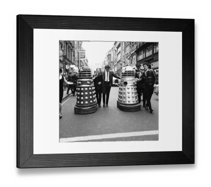 Framed Print : The Daleks come to Bond Street, London. A new pop group calling themselves the