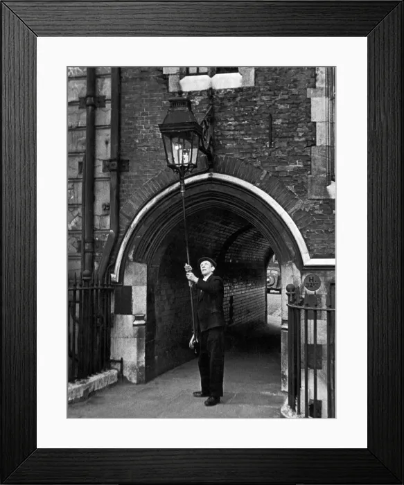 Framed Print : The lamplighter, Mr G Allwn who is employed by the Gas, Light and Coke company Framed Print : The lamplighter, Mr G Allwn who is employed by the Gas, Light and Coke company