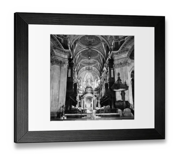 Framed Print : The interior of St Pauls Cathedral showing the High alter after being illuminated by