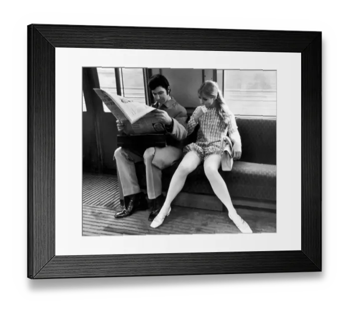 Framed Print : Model jany Lewis seen here wearing a Hildebrand bloomers outfit on the circle line