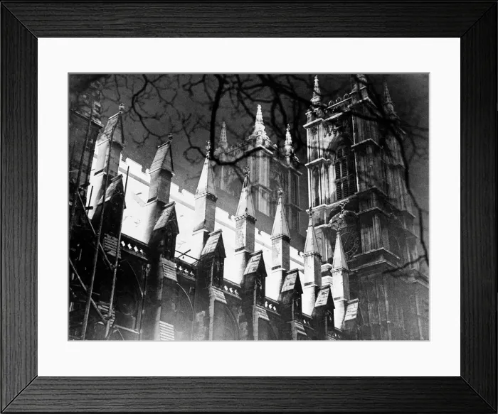Framed Print : Westminster Abbey floodlit 21st February 1935 Framed Print : Westminster Abbey floodlit 21st February 1935