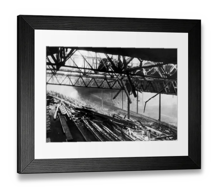 Framed Print : Bomb damaged Old Trafford, home ground of Manchester United Football Club