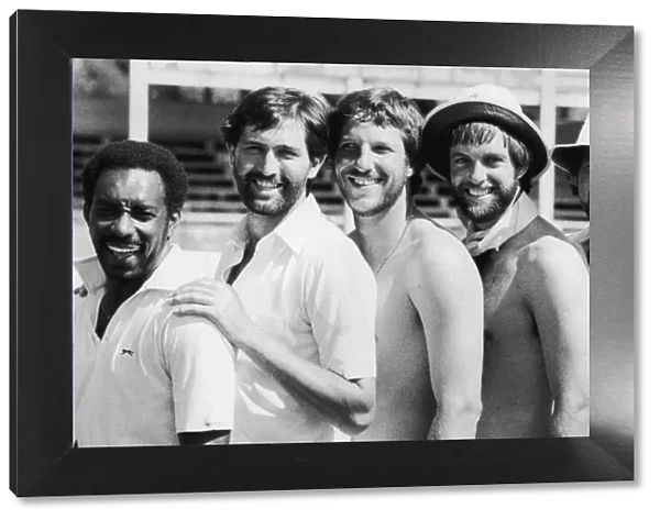 England cricketers left to right: Roland Butcher, Graham Gooch, Ian Botham, Peter Willey