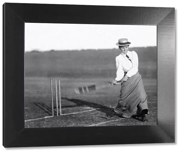 Womens cricket match between Cambridge and Royston. Miss Holden batting