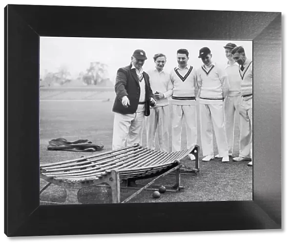 Yorkshire coaches Maurice Leyland (left) and Arthur Mitchell explain the workings of
