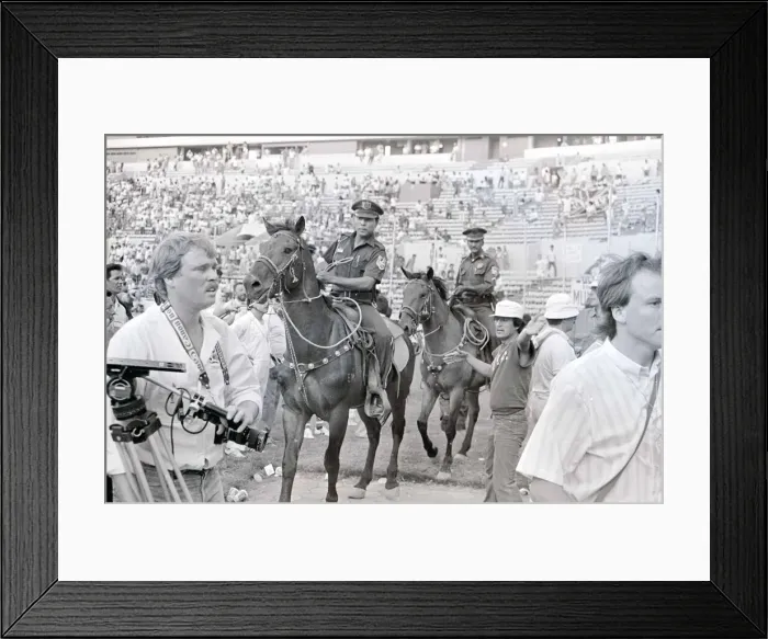 Framed Print : World Cup 1986 Group F England 3 Poland 0 Mounted Police being directed Framed Print : World Cup 1986 Group F England 3 Poland 0 Mounted Police being directed