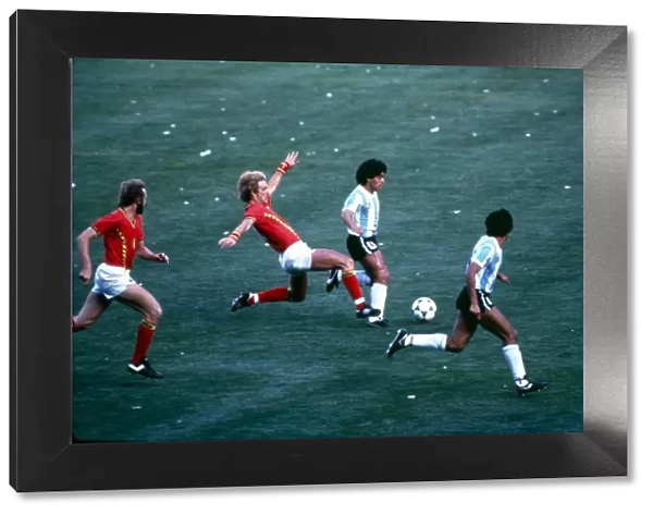 World Cup 1982 Group 3 Argentina 0 Belgium 1 Maradona gets tackled