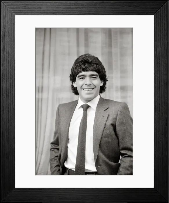 Framed Print : Diego Maradona - Football Player - May 1986 suit and tie Framed Print : Diego Maradona - Football Player - May 1986 suit and tie